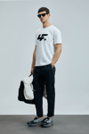 Lufian Pamuk Karışımlı Regular Fit Bisiklet Yaka Logolu Erkek T Shirt 111020243 BEYAZ
