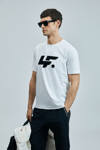 Lufian Pamuk Karışımlı Regular Fit Bisiklet Yaka Logolu Erkek T Shirt 111020243 BEYAZ