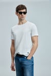 Lufian Pamuk Karışımlı Regular Fit Bisiklet Yaka Erkek T Shirt 111020259 KIRIK BEYAZ