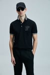 Lufian Şeritli % 100 Pamuk Regular Fit Düğmeli Erkek Polo Yaka T Shirt 111040216 SİYAH