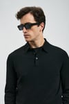 Lufian Yün Karışım Regular Fit Polo Yaka  Kazak Erkek Polo Yaka Kazak 112090149 SİYAH