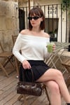 Madonna Yaka Yarasa Kol Triko Kadın Bluz 5866892 EKRU