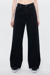 Malibu % 100 Pamuk Yüksek Bel Wide Leg Geniş Paça Jeans Kadın Kot Pantolon 1010152-84023 SİYAH