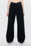 Malibu % 100 Pamuk Yüksek Bel Wide Leg Geniş Paça Jeans Kadın Kot Pantolon 1010152-84023 SİYAH
