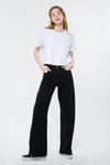 Malibu % 100 Pamuk Yüksek Bel Wide Leg Geniş Paça Jeans Kadın Kot Pantolon 1010152-84023 SİYAH