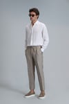 Mario Çizgili % 100 Keten Tailored Fit Chino Erkek Pantolon 111190329 BEJ