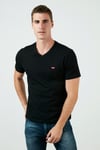 Marka Logolu V Yaka % 100 Pamuk Erkek T Shirt 85641-0016 SİYAH