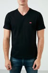 Marka Logolu V Yaka % 100 Pamuk Erkek T Shirt 85641-0016 SİYAH