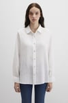 Mavi % 100 Keten Loose Fit Uzun Kollu Kadın Gömlek 1210747-620 BEYAZ
