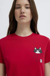 Mavi % 100 Pamuk Baskılı Bisiklet Yaka Kadın T Shirt 1613723-70935 KIRMIZI