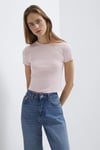 Mavi % 100 Pamuk Crop Fit Bisiklet Yaka Kadın T Shirt 1600814-89200 AÇIK PEMBE