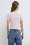 Mavi % 100 Pamuk Crop Fit Bisiklet Yaka Kadın T Shirt 1600814-89200 AÇIK PEMBE