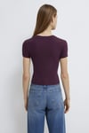 Mavi % 100 Pamuk Crop Fit Bisiklet Yaka Kadın T Shirt 1600814-70434 BORDO