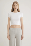 Mavi % 100 Pamuk Fitted Fit Bisiklet Yaka Crop Bayan T Shirt 1600814-620 BEYAZ
