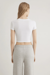 Mavi % 100 Pamuk Fitted Fit Bisiklet Yaka Crop Bayan T Shirt 1600814-620 BEYAZ