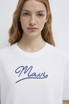 Mavi % 100 Pamuk Logo Nakışlı Bisiklet Yaka Kadın T Shirt 1612421-620 BEYAZ