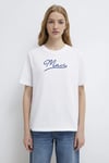 Mavi % 100 Pamuk Logo Nakışlı Bisiklet Yaka Kadın T Shirt 1612421-620 BEYAZ