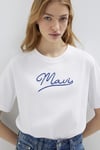 Mavi % 100 Pamuk Logo Nakışlı Bisiklet Yaka Kadın T Shirt 1612421-620 BEYAZ
