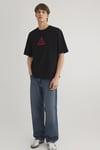 Mavi % 100 Pamuk Loose Fit Bisiklet Yaka Erkek T Shirt 0612524-900 SİYAH