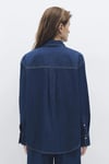 Mavi % 100 Pamuk Oversize Fit Uzun Kollu Kot Bayan Gömlek 1211075-85481 KOYU İNDİGO