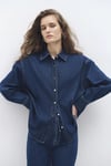 Mavi % 100 Pamuk Oversize Fit Uzun Kollu Kot Bayan Gömlek 1211075-85481 KOYU İNDİGO