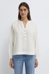 Mavi % 100 Pamuk Oversize V Yaka Kadın Bluz 1211440-70057 KREM