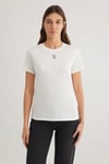 Mavi % 100 Pamuk Slim Fit Bisiklet Yaka Logolu Bayan T Shirt 1601185-33389 KREM