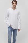 Mavi % 100 Pamuk Slim Fit Bisiklet Yaka Dokulu Erkek Sweat 064622-20454 BEYAZ