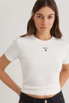 Mavi % 100 Pamuk Slim Fit Bisiklet Yaka Logolu Bayan T Shirt 1601185-33389 KREM