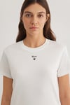 Mavi % 100 Pamuk Slim Fit Bisiklet Yaka Logolu Bayan T Shirt 1601185-33389 KREM
