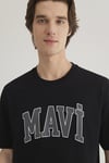 Mavi Baskılı % 100 Pamuk Loose Fit Bisiklet Yaka Erkek T Shirt 0611711-900 SİYAH