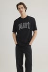Mavi Baskılı % 100 Pamuk Loose Fit Bisiklet Yaka Erkek T Shirt 0611711-900 SİYAH