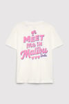 Mavi Baskılı % 100 Pamuk Loose Fit Bisiklet Yaka Kız Çocuk T Shirt 7610453-70057 BEYAZ