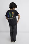 Mavi Baskılı % 100 Pamuk Oversize Fit Bisiklet Yaka Erkek Çocuk T Shirt 6610275-70087 KÖMÜR