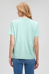 Mavi Baskılı % 100 Pamuk Oversize Fit V Yaka Bayan T Shirt 1601176-34078 MAVİ