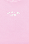 Mavi Baskılı Streç Pamuklu Fitted Fit Halter Yaka Kız Çocuk Crop 7610326-70973 LİLA