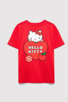Mavi Bol Rahat Kesim % 100 Pamuk Bisiklet Yaka Baskılı Kız Çocuk T Shirt 7610429-70478 KIRMIZI