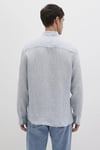 Mavi Çizgili % 100 Keten Regular Fit Uzun Kollu Erkek Gömlek 0211694-90913 AÇIK MAVİ