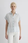 Mavi Çizgili Kısa Kollu Loose Fit Bayan Gömlek 1210445-84606 AÇIK MAVİ