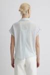 Mavi Çizgili Kısa Kollu Loose Fit Bayan Gömlek 1210445-84606 AÇIK MAVİ