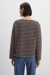 Mavi Çizgili Pamuklu Regular Fit Bisiklet Yaka Bayan Penye 1613597-91190 KAHVE-KREM