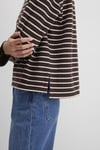 Mavi Çizgili Pamuklu Regular Fit Bisiklet Yaka Bayan Penye 1613597-91190 KAHVE-KREM