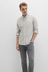 Mavi Çizgili Pamuklu Slim Fit Düğmeli Yaka Erkek Gömlek 0211402-91332 YEŞİL-BEYAZ