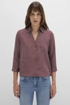 Mavi Çizgili Regular Fit Truvakar Kol V Yaka Bayan Bluz 122400-88614 BORDO