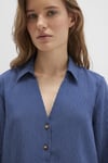 Mavi Çizgili Regular Fit Truvakar Kol V Yaka Bayan Bluz 122400-80736 LACİVERT