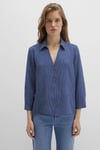 Mavi Çizgili Regular Fit Truvakar Kol V Yaka Bayan Bluz 122400-80736 LACİVERT