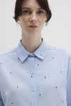 Mavi Desenli % 100 Pamuk Loose Fit Uzun Kollu Bayan Gömlek 1210030-84655 MAVİ