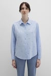 Mavi Desenli % 100 Pamuk Loose Fit Uzun Kollu Bayan Gömlek 1210030-84655 MAVİ