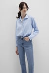 Mavi Desenli % 100 Pamuk Loose Fit Uzun Kollu Bayan Gömlek 1210030-84655 MAVİ