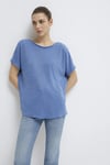 Mavi Dokulu Bisiklet Yaka Sırt Dekolte Detaylı Basic Kadın T Shirt 167311-70853 MAVİ